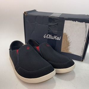 Men's Olukai Nohea Mesh Sneaker Carbon / Deep Red Men's US Sizes 8.5